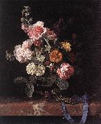 Willem van Vase of Flowers with Watch oil painting artist